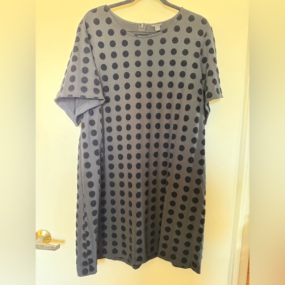 Ann Taylor Black Velvet Polka Dot Short Sleeve Mini Dress in Size XL - Picture 1 of 8